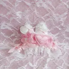 ぬい服 リボンたっぷり うさ耳 ヘッドドレス (ピンク)