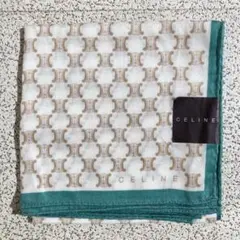 CELINE　セリーヌ　ハンカチ　グリーン系　マカダム　総柄　約50cm