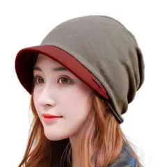 つば付きニット帽 ワッチキャップ 柔らか生地 3way 小顔効果 ヘアバンド