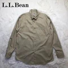 L.L.Bean 00s ボタンダウンシャツ 防シワ加工 無地 ベージュ M