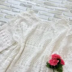 ホワイト ニット トップス アシンメトリック