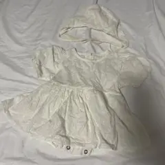 【韓国子供服】ベビー用 ワンピース ボンネット付き ホワイト AOSTAのサムネイル