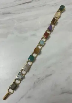 コスチュームジュエリー★天然石ブレスレット　マルチ　ゴールド色