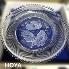 【未使用・当時物】HOYA クリスタル アネモネ ガラス大皿31cm 昭和レトロのサムネイル