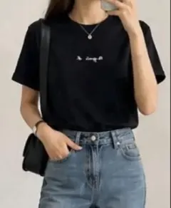 美品 アニエスベー agnès b. ロゴTシャツ 黒 S（M相当）人気 定番