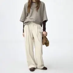 GU タックワイドパンツ Mサイズ ナチュラル