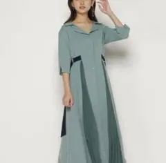 REDYAZEL 配色ダブルバックルシャツワンピース