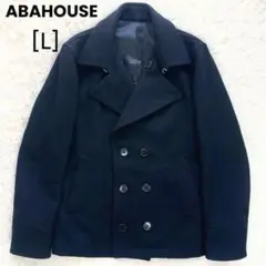 【美品】アバハウス ウール ピーコート 4(M~L) ブラック メンズ