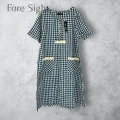 【Fore sight】　チェック柄　ワンピース　シャツ　フリル　レース