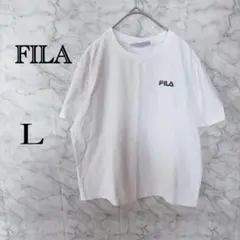 フィラロゴ刺繍 Tシャツ 白 Lサイズ ワンポイント 半袖 定番人気