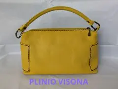 PLINIO VISONA プリニオ ヴィソナ レザー ハンドバッグ イエロー