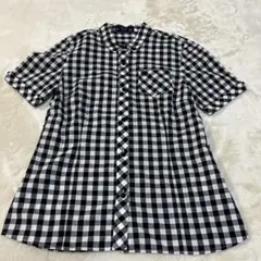 美品♡FRED PERRYギンガムチェック 半袖シャツ　S ブラック　ホワイトのサムネイル