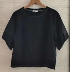 黒ランタンスリープブラウス　しまむら