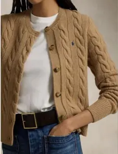 ラルフローレン ケーブルニットカーディガン　カシミヤ混
