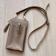 スマホショルダーバッグ グレージュ