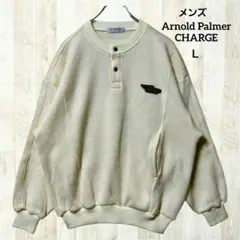 希少 アーノルドパーマー CHARGE 長袖ニット セーター (Ｌ) 白 ゴルフ