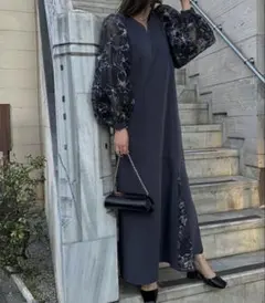 willfully ボリュームフラワースリーブワンピース