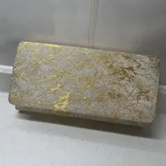 和装用バッグ 金色と銀色のマーブル模様