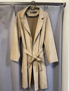 ZARA ザラ　スエードロングコート　トレンチ　ベージュ