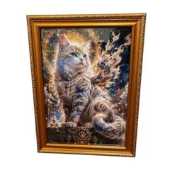 白猫 ファンタジーアート A4 猫 インテリア ポスター アート 幻想