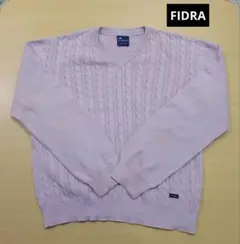 FIDRA フィドラ Vネック ケーブルニット セーター パープル系 L/G