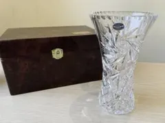 ボヘミアクリスタル フラワーベース ② ハンドカット チェコスロバキア
