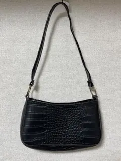 ブラック クロコダイル風 ショルダーバッグ