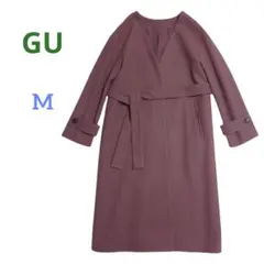 GU ニットメルトンノーカラーコート パフスリーブ ピンク Mのサムネイル