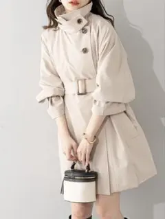 【Chico】スタンドカラーミドル丈トレンチコート