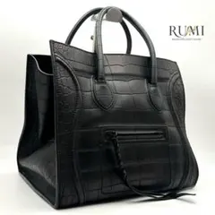 【美品】セリーヌ ラゲージ ファントム トートバッグ クロコ型押 レザー 黒 楽天市場】セリーヌ CELINE ラゲージ ファントム ファントム