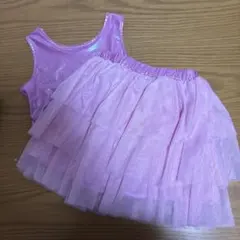 【値下げ】キッズ用 パープル メタリック トップス チュールスカート セット