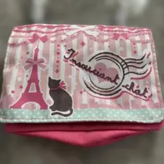 移動ポケット ピンク 猫 エッフェル塔柄