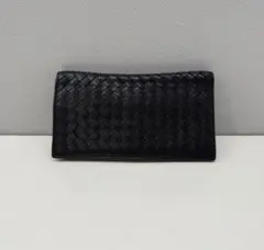 ボッテガヴェネタBottega Venetaイントレチャートブラックレザー長財布