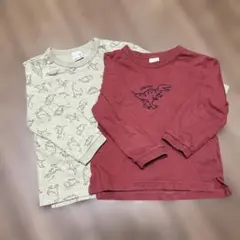 petit main 恐竜柄 長袖カットソー 2枚セット 90cm