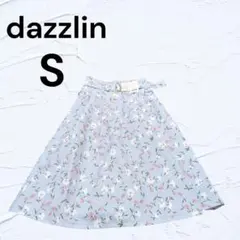 【未使用.タグ付】dazzlin 水色 花柄 スカート Sサイズ　春夏