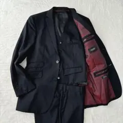 【美品】バーバリーブラックレーベル　スリーピーススーツ　セットアップ　ブラック