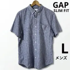 GAP ギャップ 半袖シャツ スリムフィット ブルー　Lサイズ　リネンコットンのサムネイル