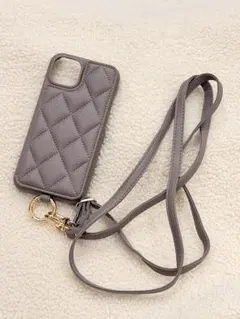 グレー キルティング iPhone13用ケース