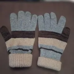 ストライプデザイン ニット手袋