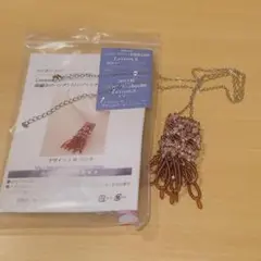 【完成品+レシピ+キット残り】細編みのペンダントトップ　～シャインパープル～