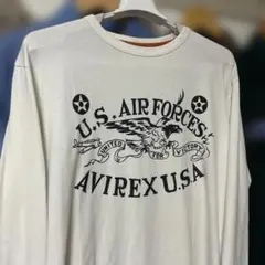 AVIREX・両面プリント・ロンT・長袖カットソー・ホワイト・XLサイズ