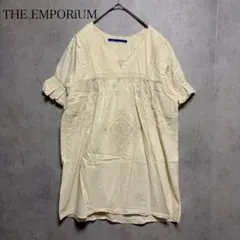 THE EMPORIUM 刺繍チュニック ワンピース風 レース フリル袖