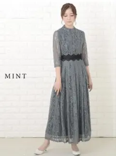 パーティドレス【レースレディース】2XL 七分袖 ロングドレス　XXL