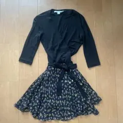 【ダイアンフォンファステンバーグ】ラップワンピース 膝丈 DVF ブラック2