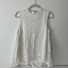 MilaOwen オフホワイト レース Aラインノースリーブ トップス