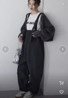 チャオパニックティピー 黒 サイドドロストナイロンサロペット・オーバーオール