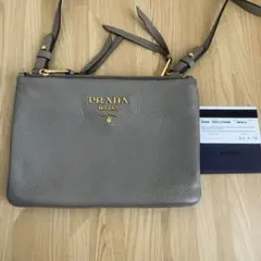 PRADA プラダ　ダブルポケット　ショルダーバッグ　グレー