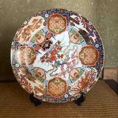 大皿 直径45.5cm 有田 静山作 波鶴 金彩 賀正 正月 飾り皿 皿 有田焼静山作 色絵金彩四季花文様 飾皿 特大 大皿 直径45cm 皿立て