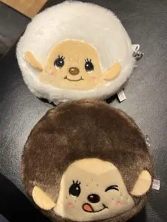 モンチッチ フェイスポーチ ホワイト＆ブラック 2点セット