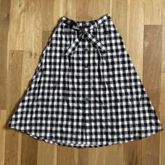 OZOC フレアスカート チェック柄 リボンベルト付き 38